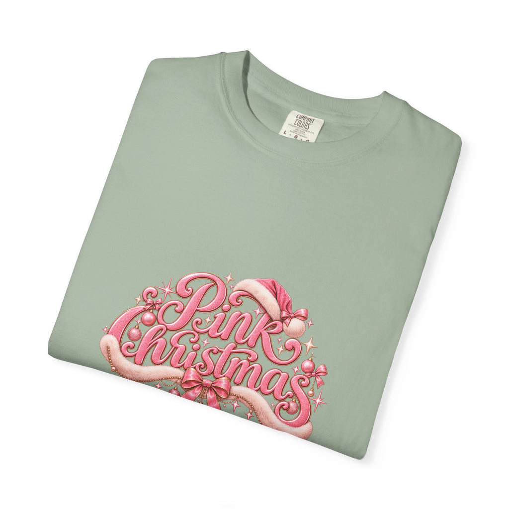 Pink Christmas T-Shirt — Festive Retro Script Holiday Tee