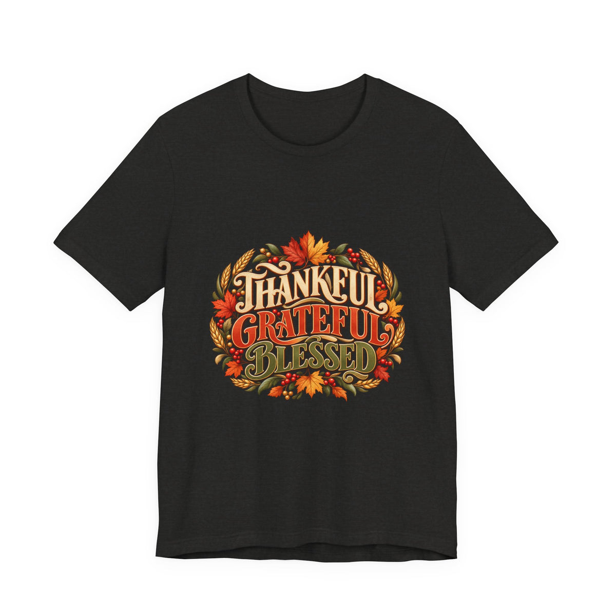 Thankful Grateful Blessed tee | Fall leaves Thanksgiving shirt
