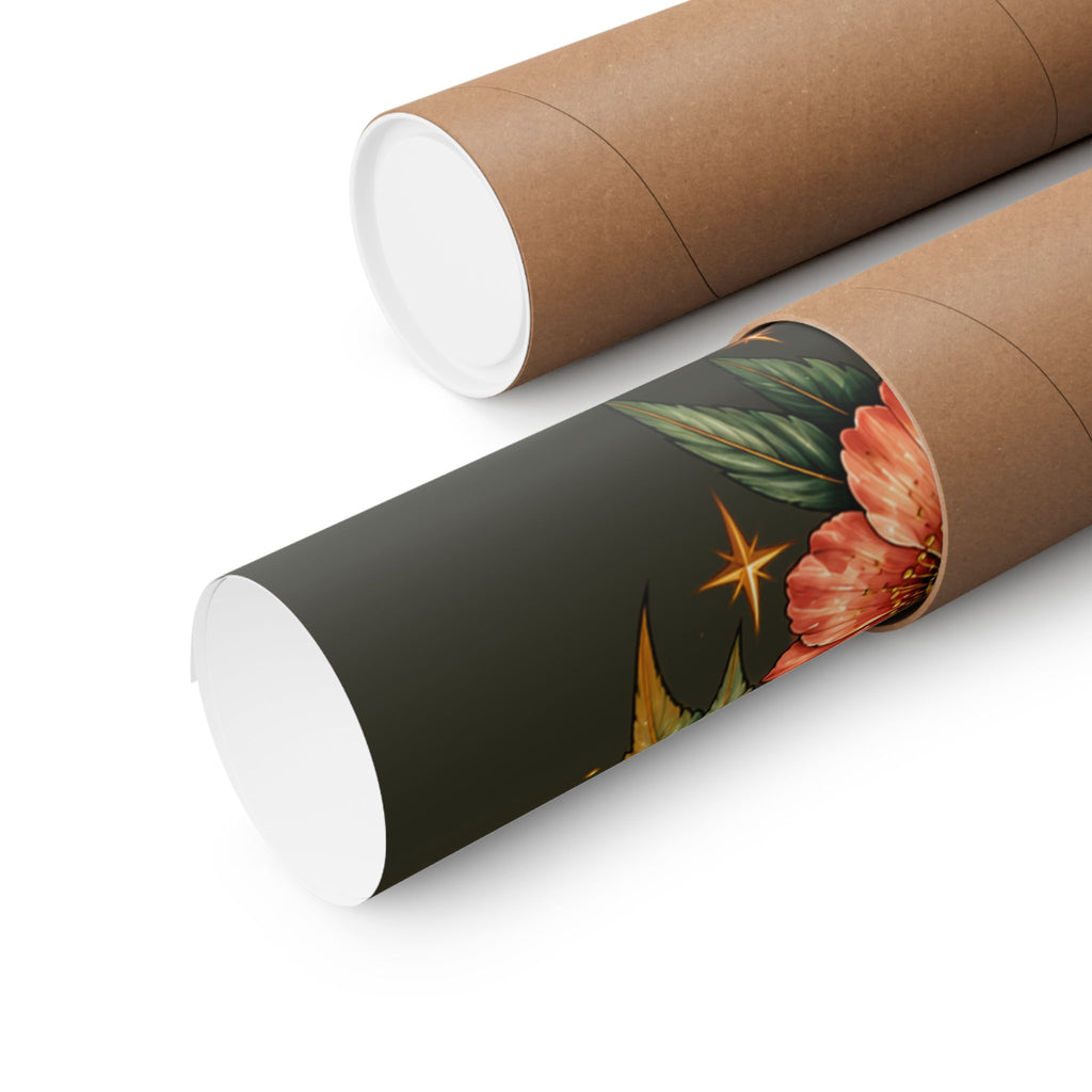 Floral Gold Snake Poster Matte Vertical Print | Botanical Serpent Wall Art