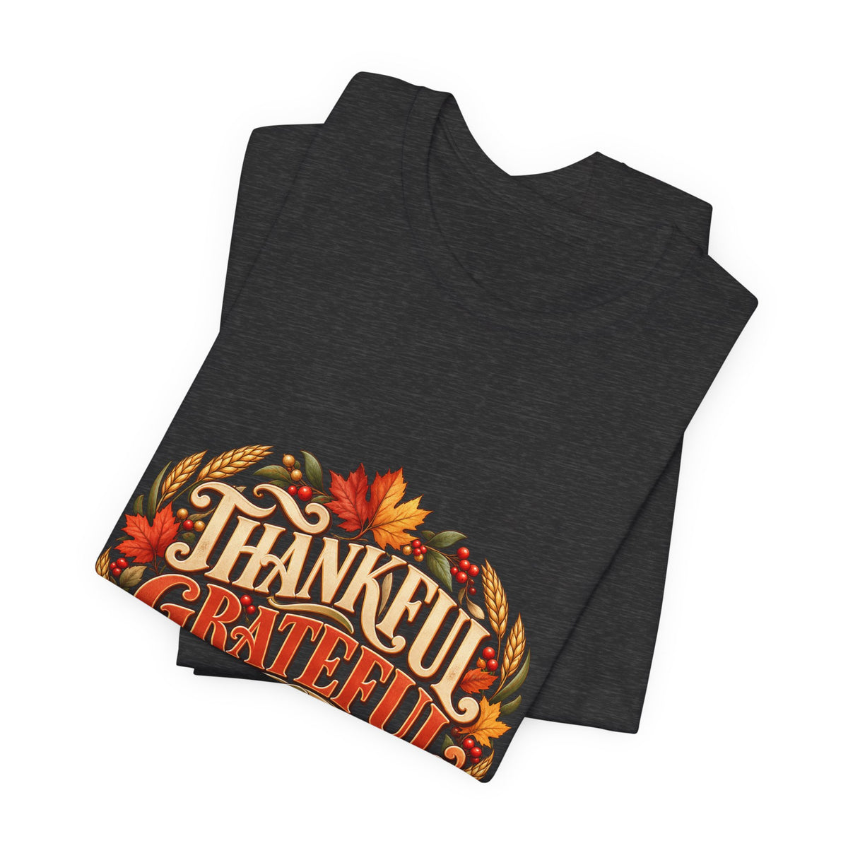 Thankful Grateful Blessed tee | Fall leaves Thanksgiving shirt