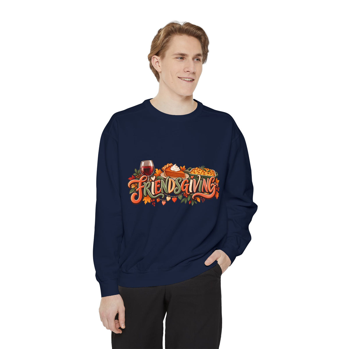 Friendsgiving sweatshirt | Thanksgiving fall leaves turkey wine