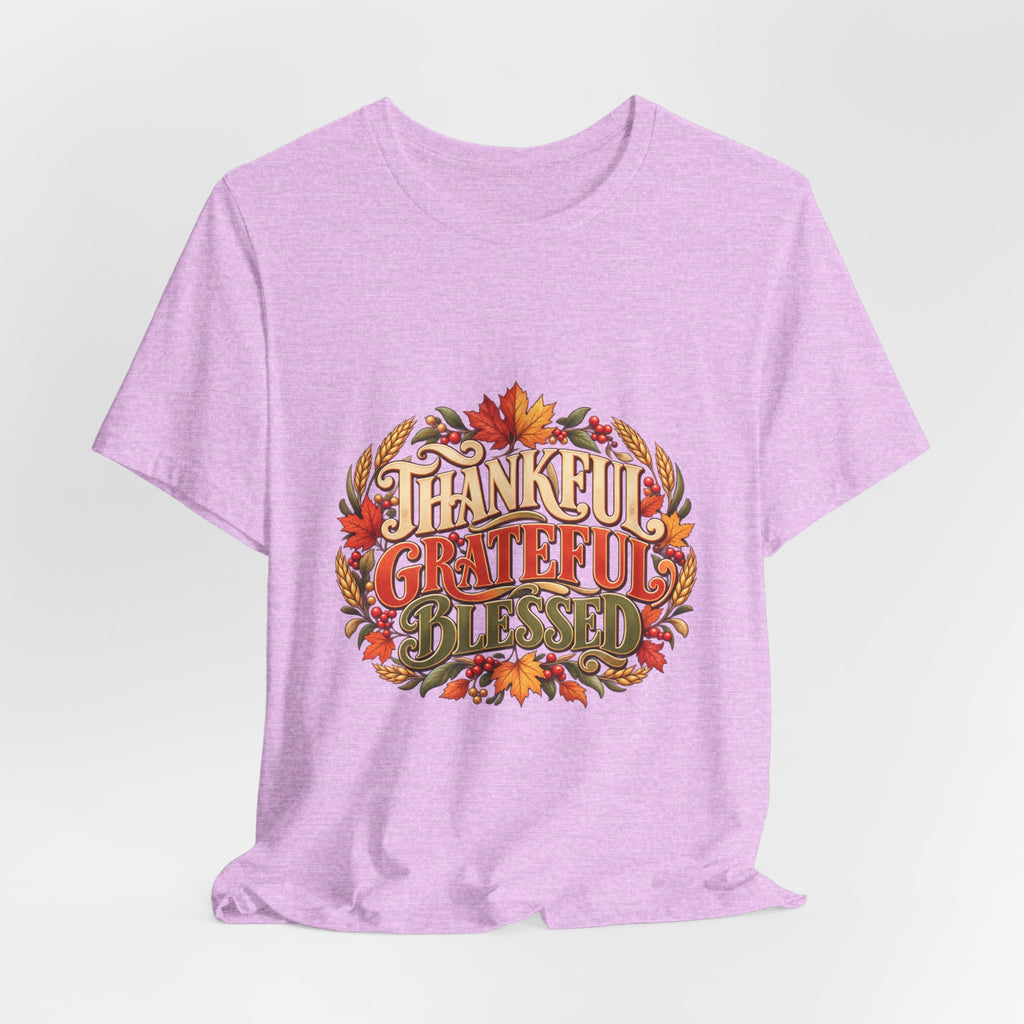 Thankful Grateful Blessed tee | Fall leaves Thanksgiving shirt