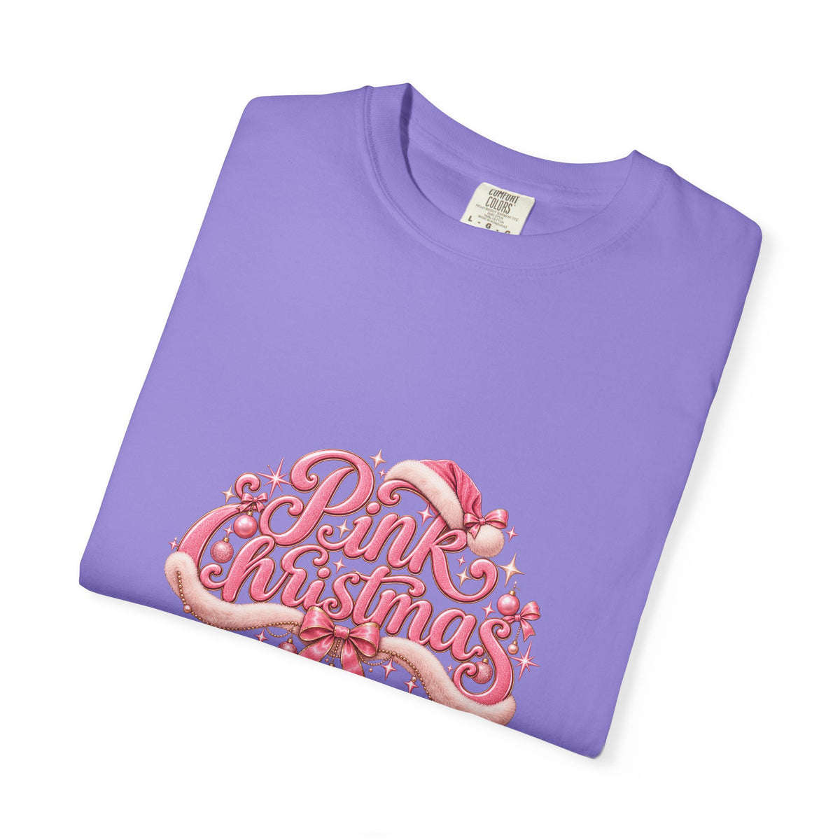 Pink Christmas T-Shirt — Festive Retro Script Holiday Tee