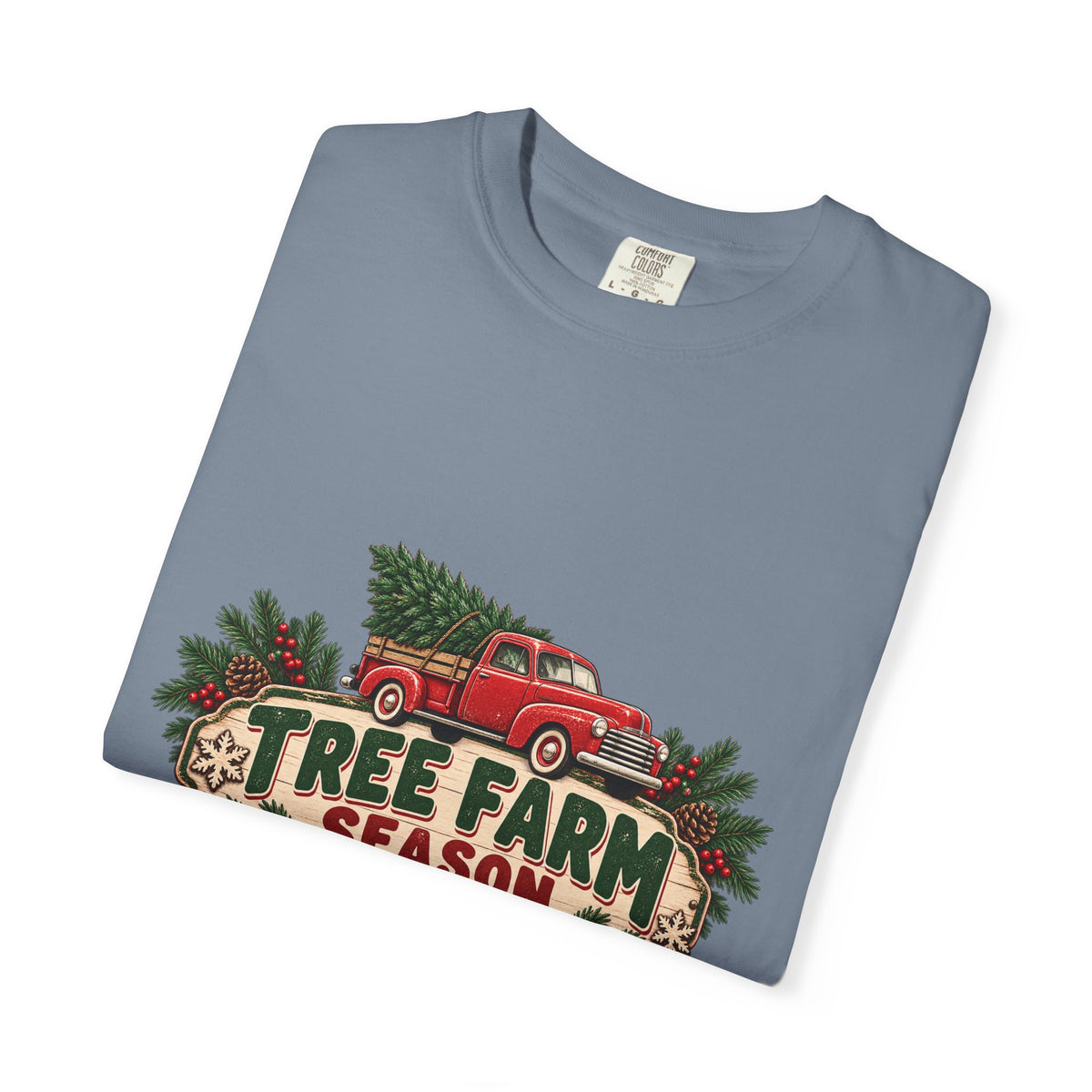 Tree Farm Season T-Shirt — Vintage Red Truck Christmas Tee