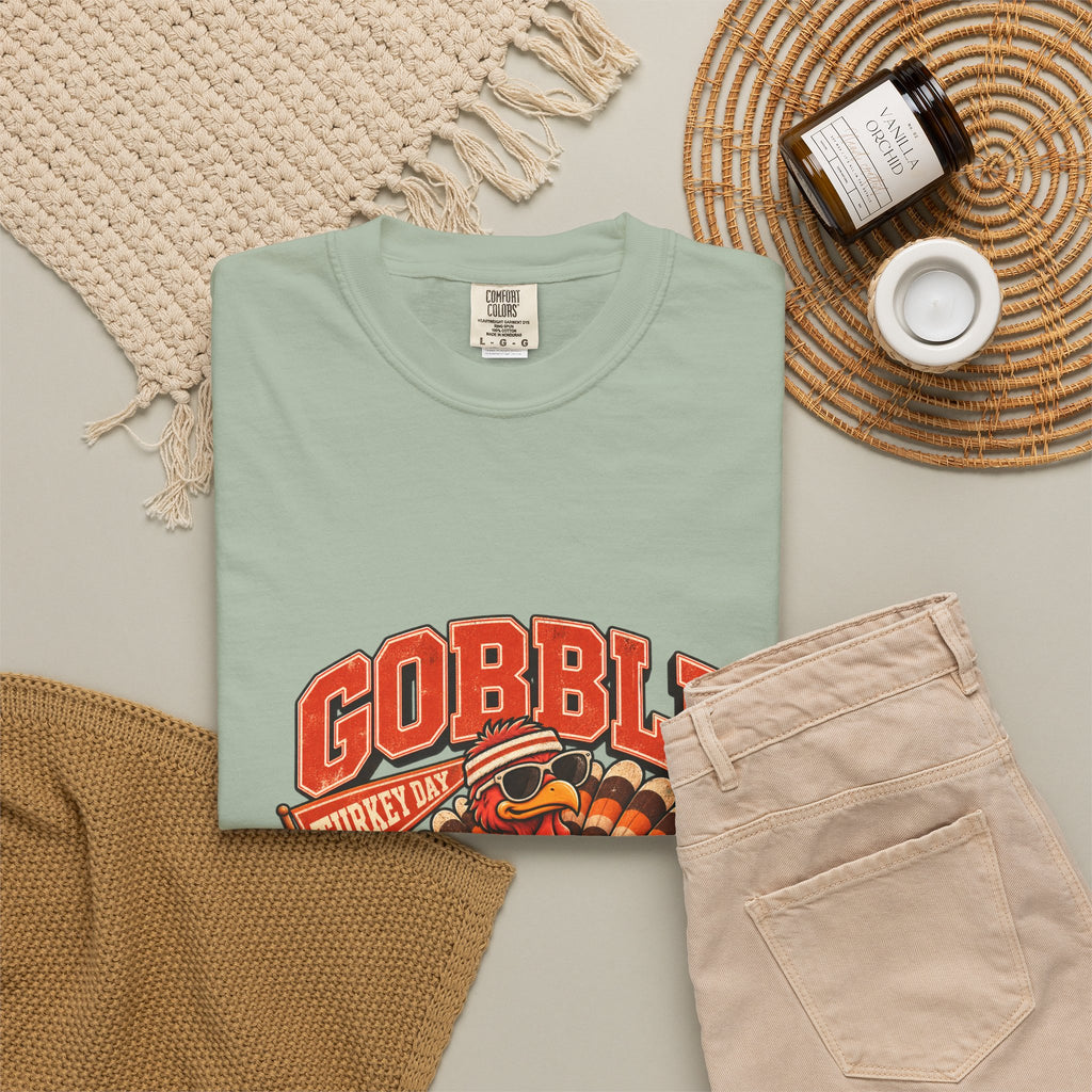 Gobble Squad Turkey Football Helmet T-Shirt | Thanksgiving Turkey Sports Tee