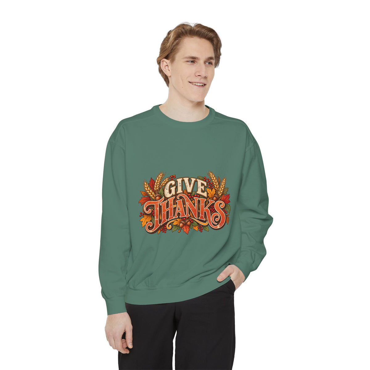 Give Thanks Fall Leaves Sweatshirt | Thanksgiving Seasonal Crewneck