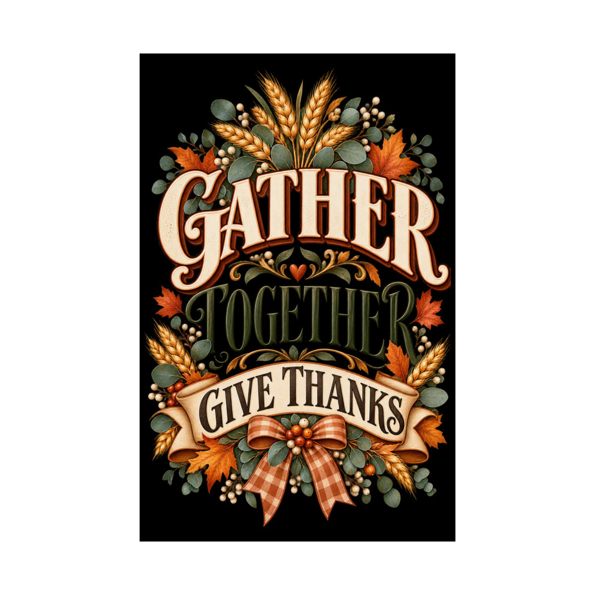 Gather Together Give Thanks Poster | Thanksgiving Fall Wall Art, Harvest Typography