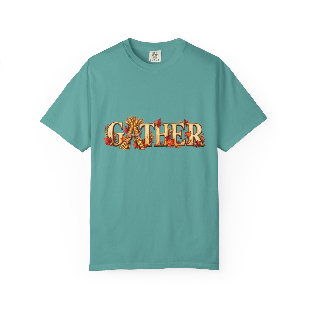 Gather Fall T-Shirt — Autumn Leaves Harvest Graphic Tee, Thanksgiving Family Gathering Shirt, Rustic Fall Gift