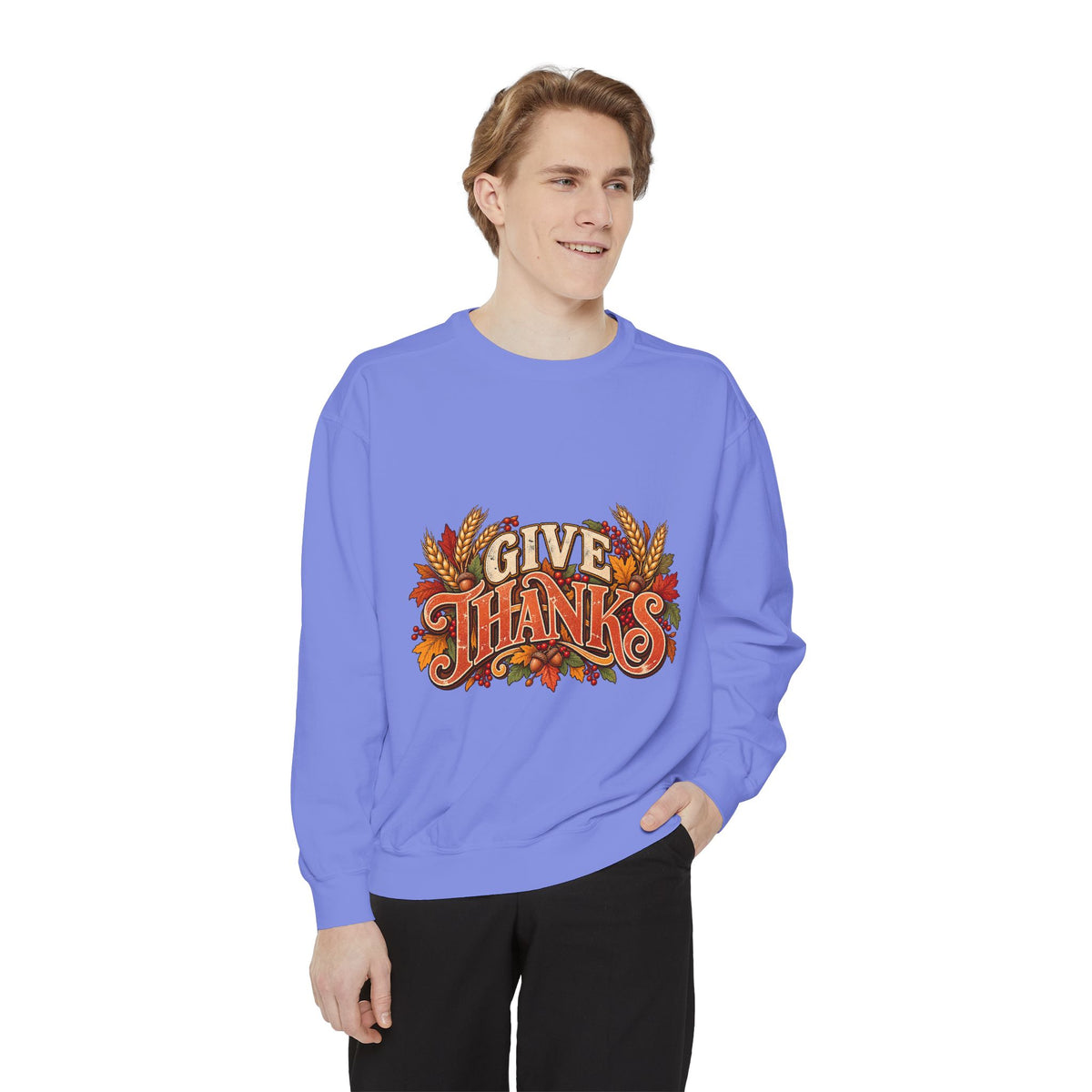 Give Thanks Fall Leaves Sweatshirt | Thanksgiving Seasonal Crewneck