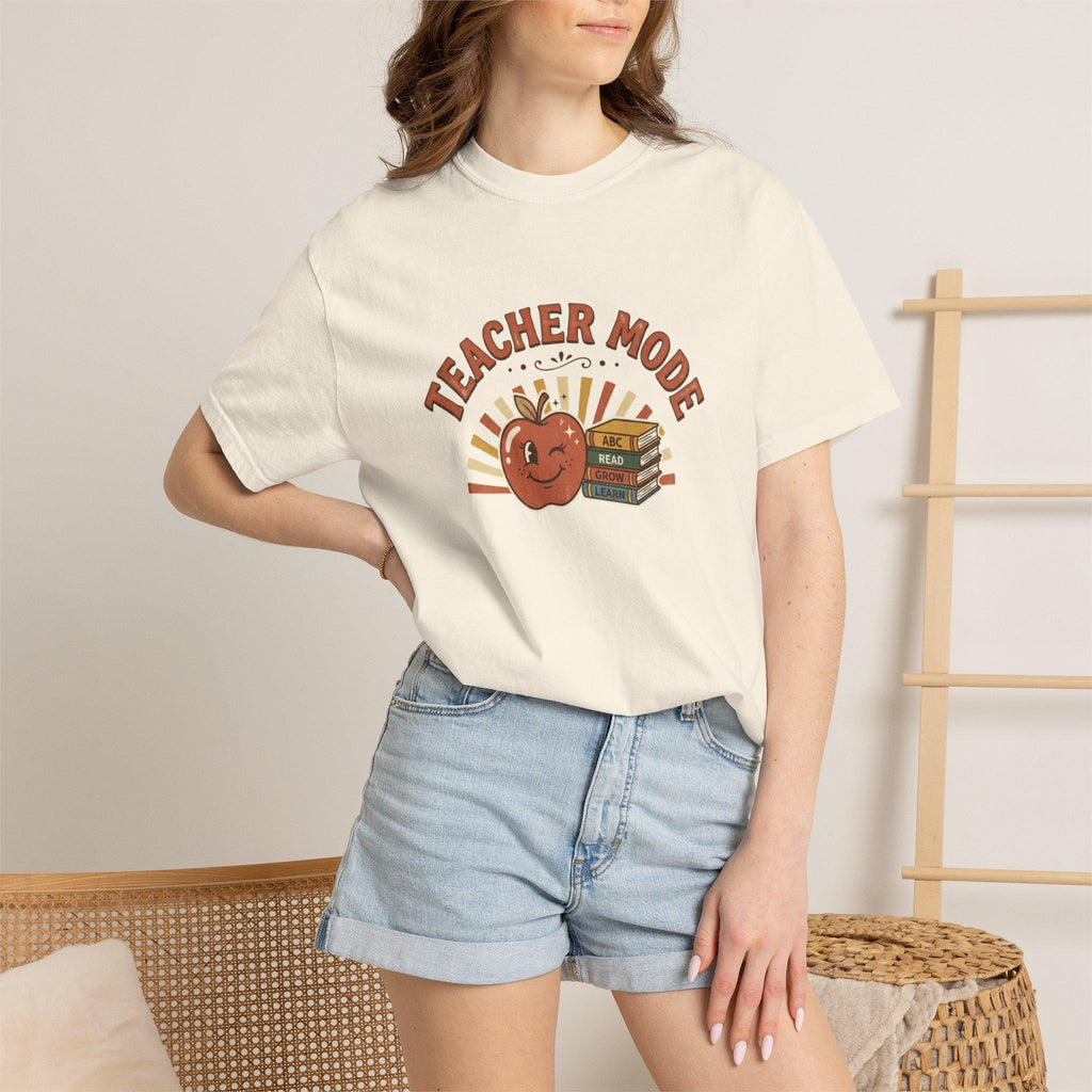 Teacher Mode apple and books T-Shirt | Back to School teacher tee