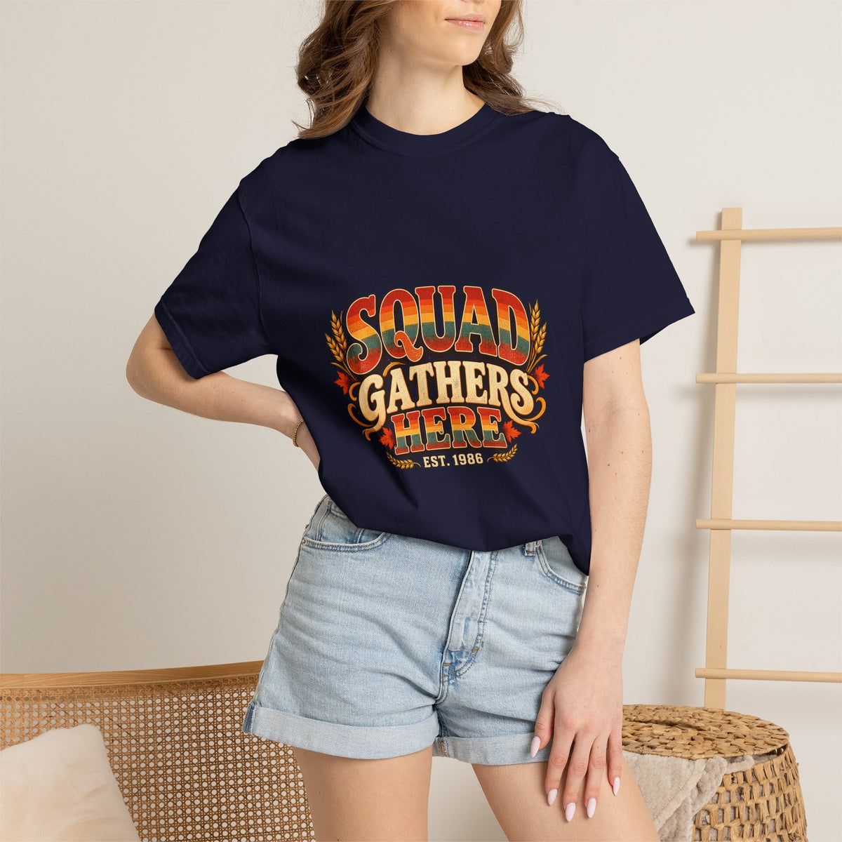 Squad Gathers Here T-Shirt — Retro Thanksgiving Family Reunion Tee, Vintage Fall Gathering Shirt, Friendsgiving