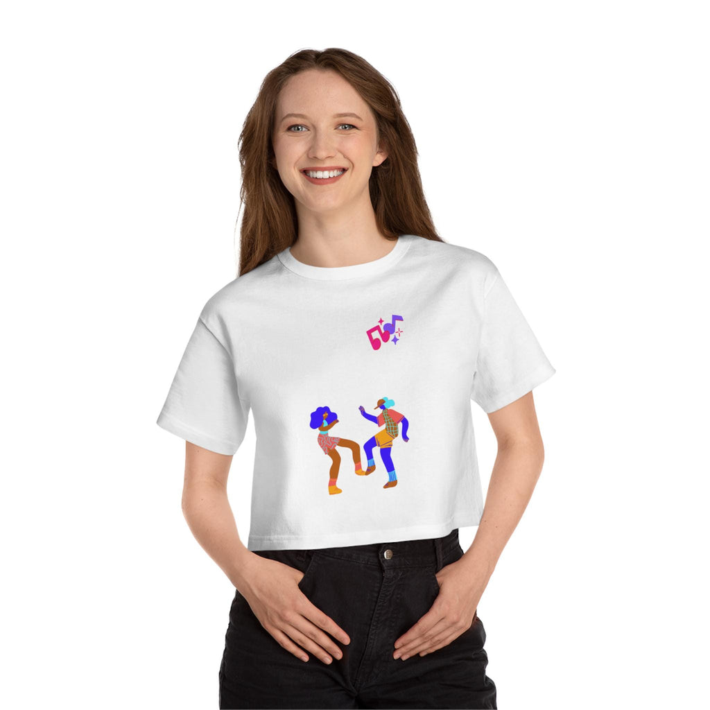 Dancing Couple Cropped T-Shirt | Retro Music Illustration
