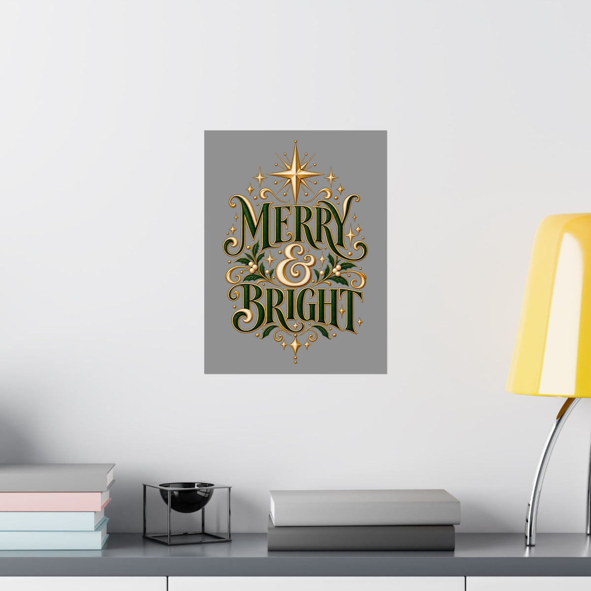Merry & Bright Holiday Poster — Matte Vertical Christmas Wall Art