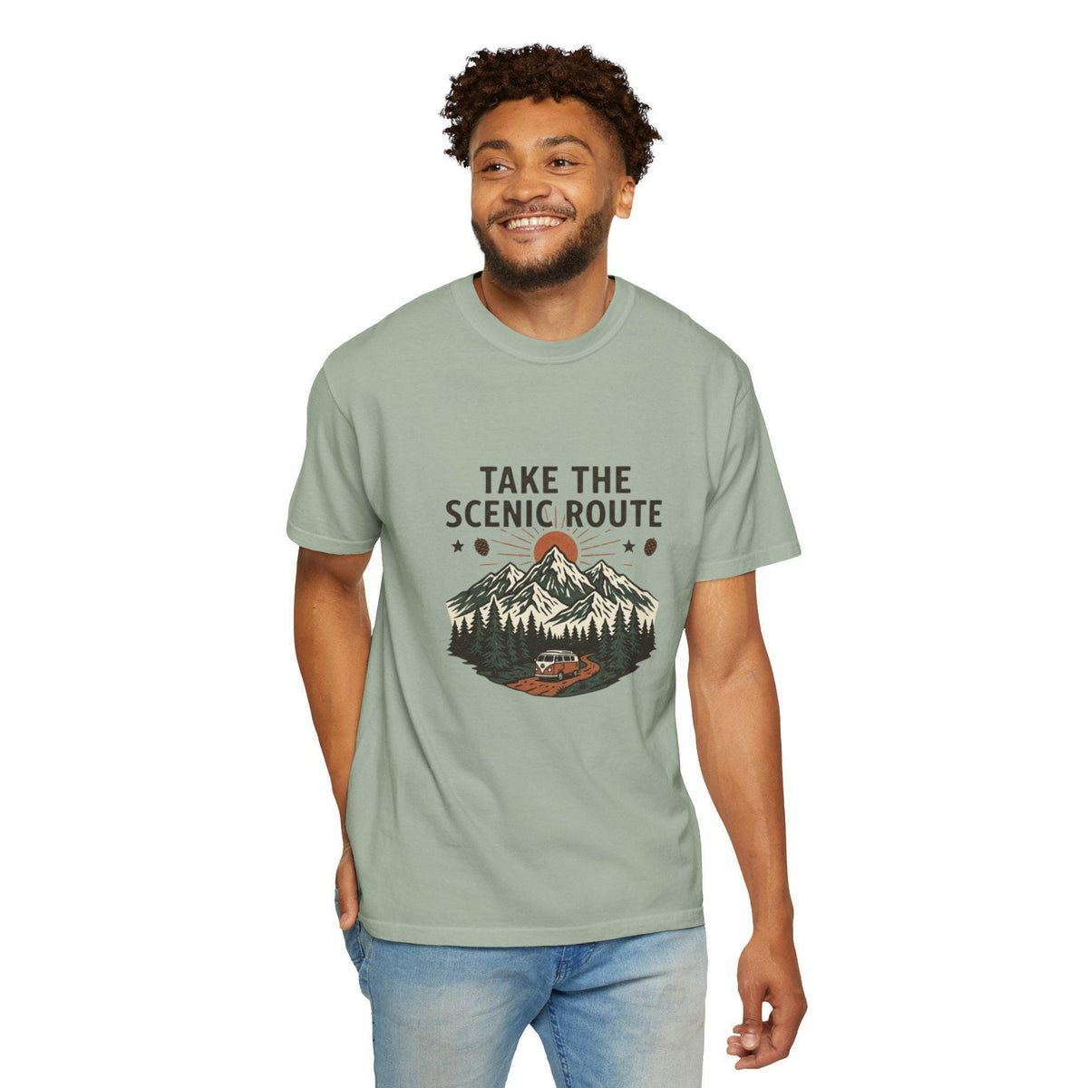 Take the Scenic Route T-shirt | Mountain Road Sunset Graphic