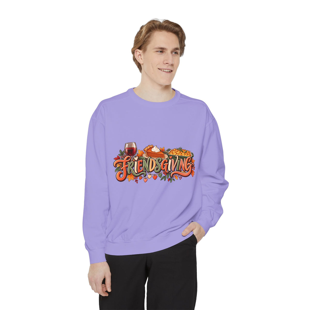Friendsgiving sweatshirt | Thanksgiving fall leaves turkey wine