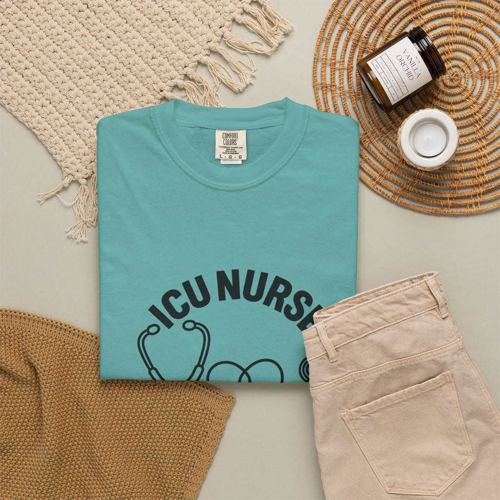 ICU Nurse Night Shift Survivor T-shirt | Stethoscope Heart Design