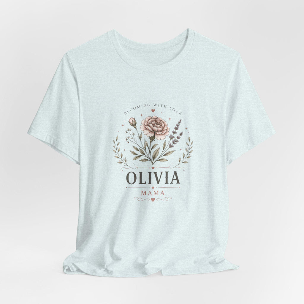 Olivia Floral Name Mama T-Shirt | Personalized Flower Monogram Tee