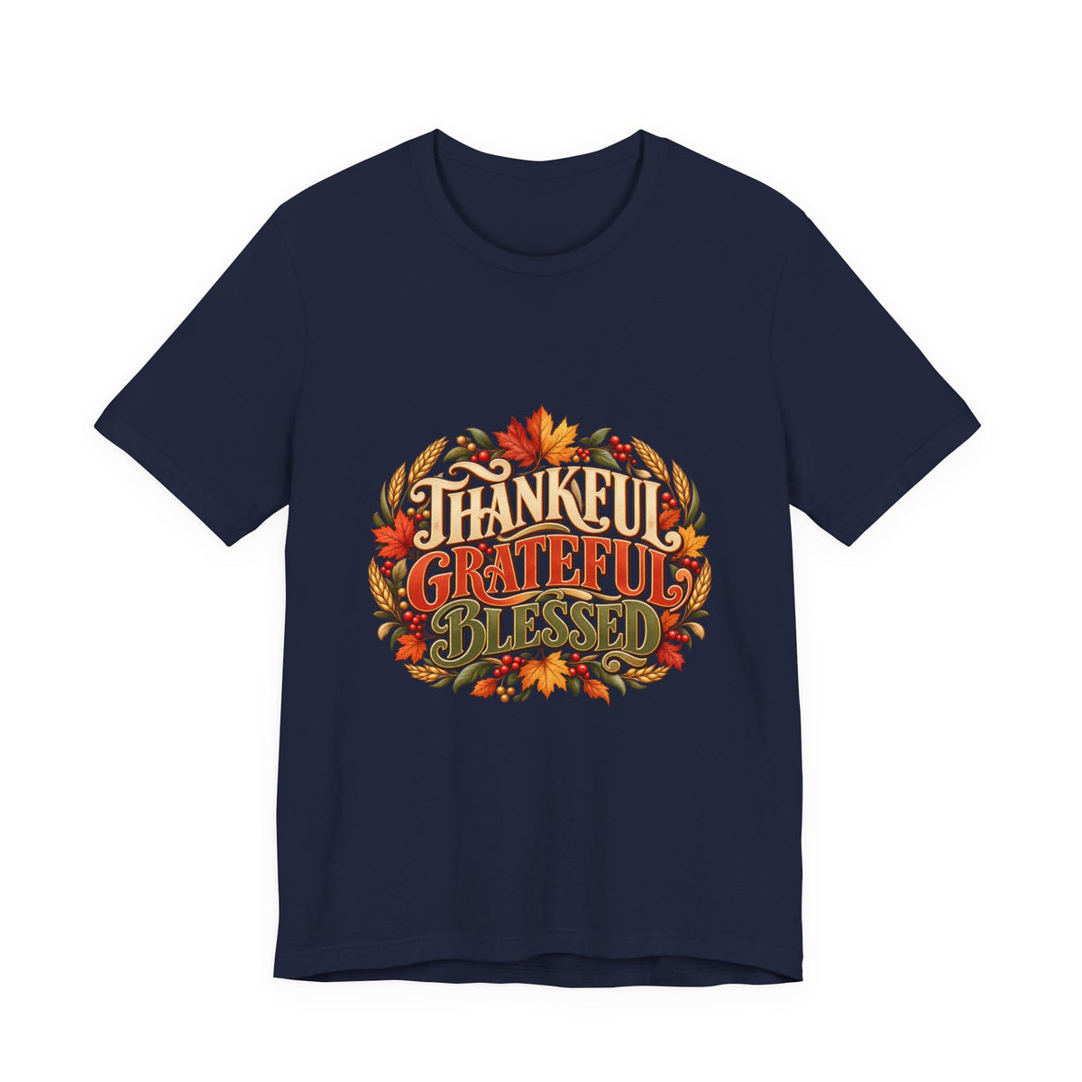 Thankful Grateful Blessed tee | Fall leaves Thanksgiving shirt