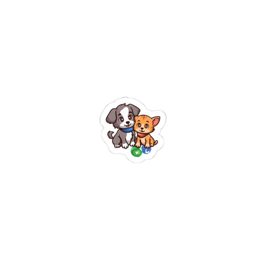 Cute Puppy And Kitten Illustration Sticker