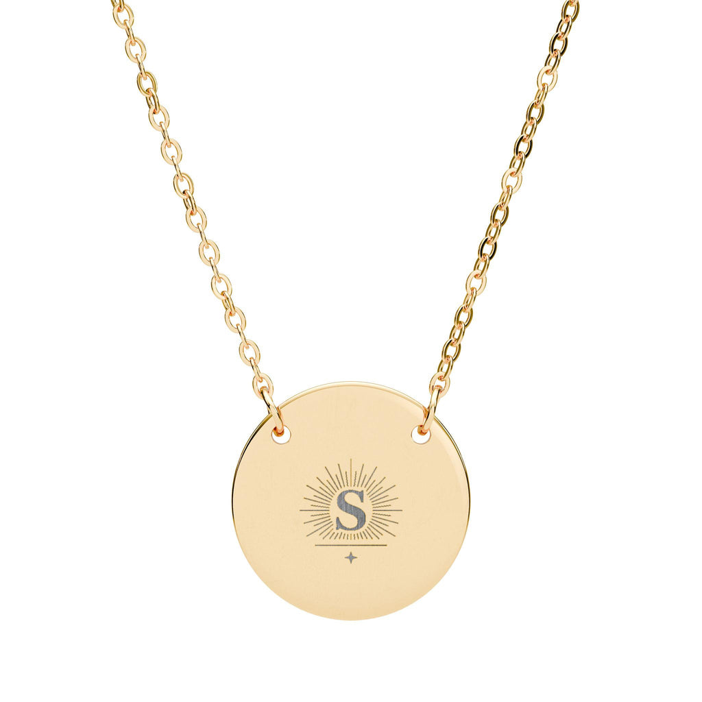 Custom Engraved Circle Necklace, Round Personalized Pendant | Pet Silhouette