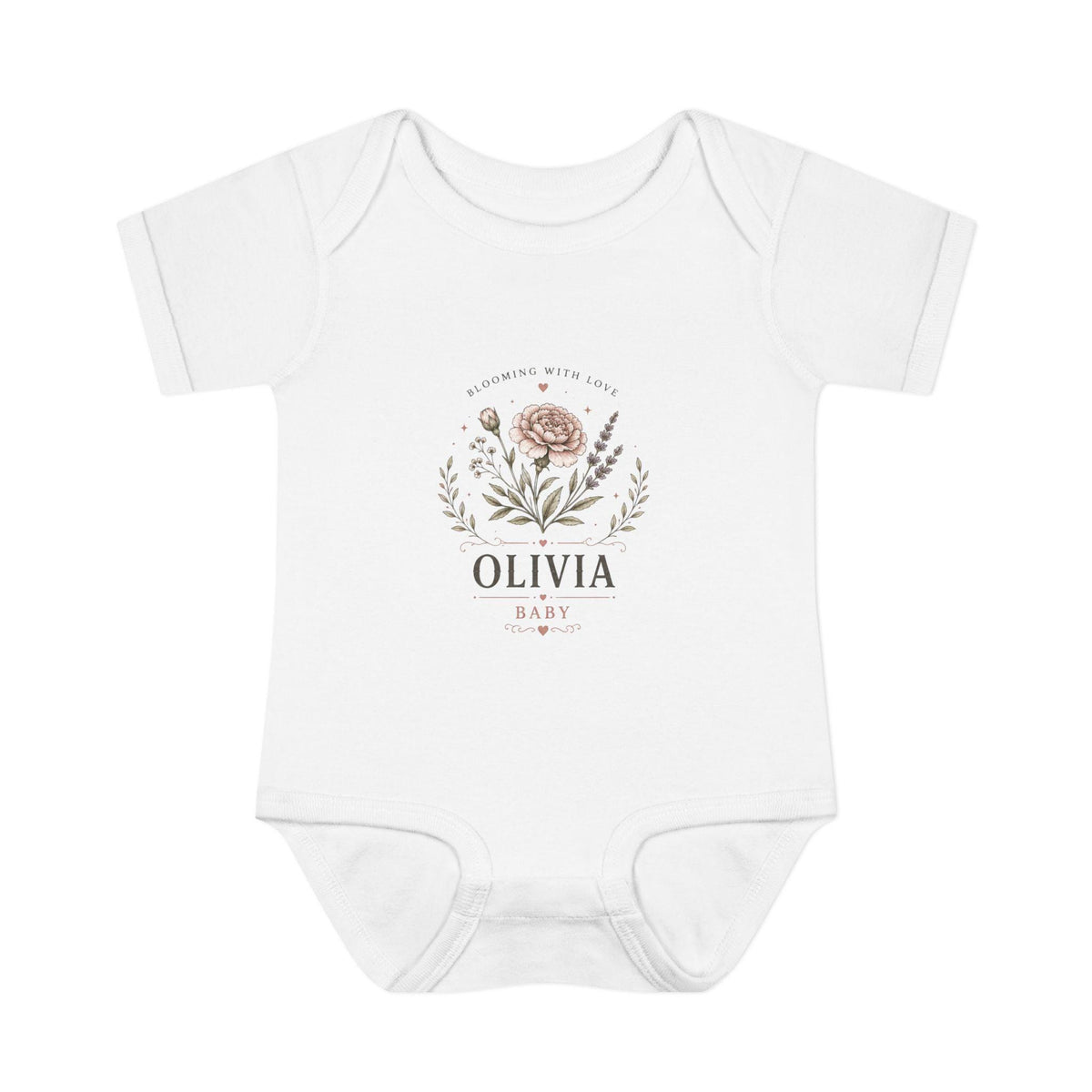 Floral Name Monogram Infant Bodysuit | Personalized Baby Onesie