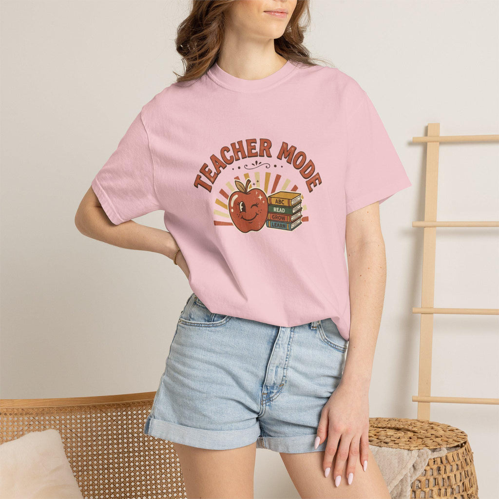 Teacher Mode apple and books T-Shirt | Back to School teacher tee
