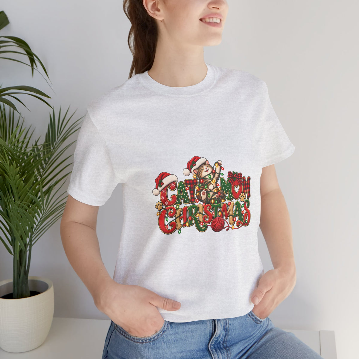 Christmas Cat Tee — Cute "Cat-ty Christmas" Holiday T-Shirt with Santa Cat Design
