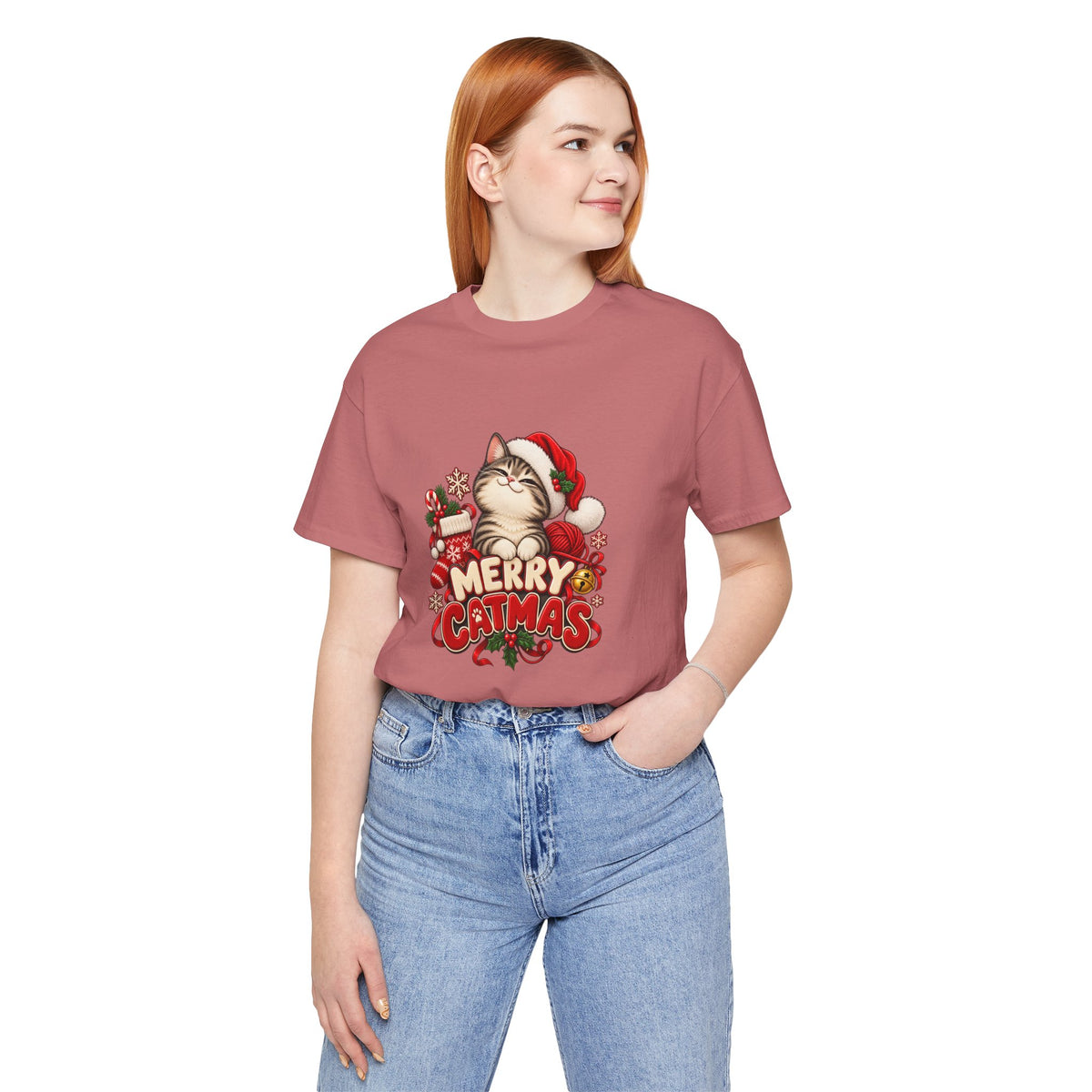 Merry Catmas T-Shirt – Cute Christmas Cat Holiday Tee