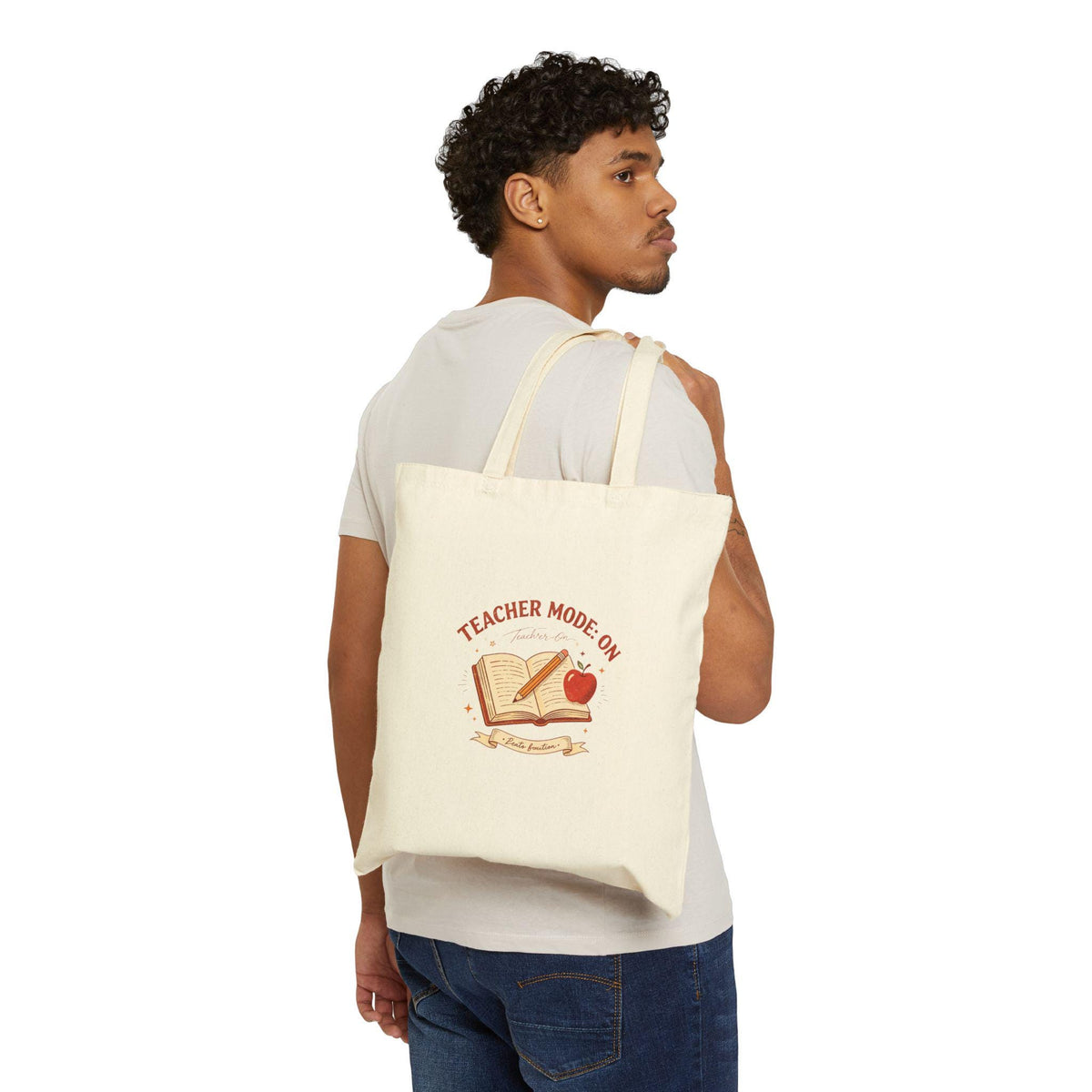 Teacher Mode On Book And Apple Tote Bag