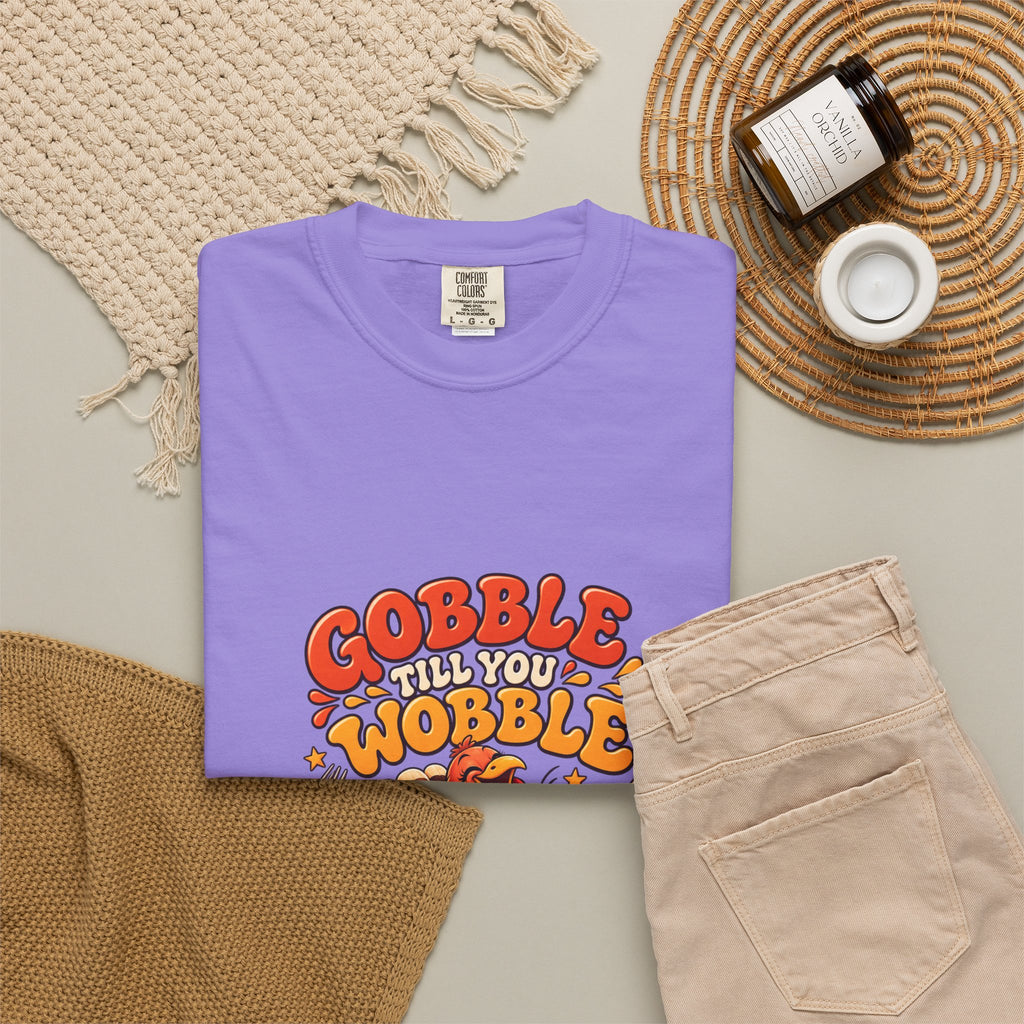 Gobble Till You Wobble Turkey T-Shirt | Thanksgiving Turkey Graphic