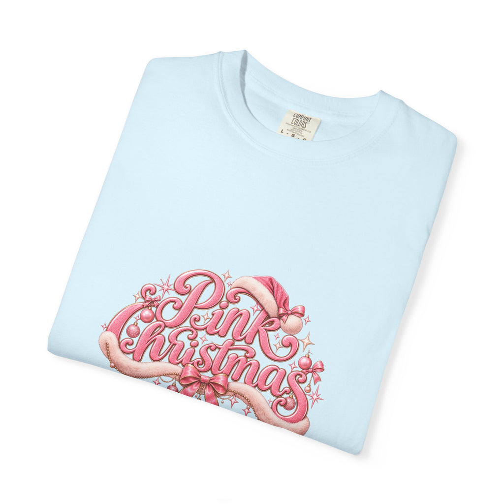 Pink Christmas T-Shirt — Festive Retro Script Holiday Tee