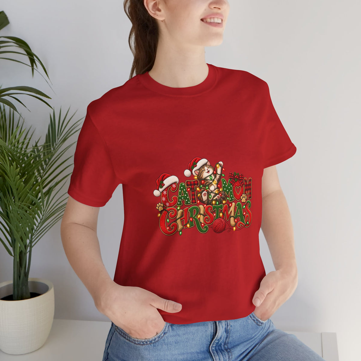 Christmas Cat Tee — Cute "Cat-ty Christmas" Holiday T-Shirt with Santa Cat Design