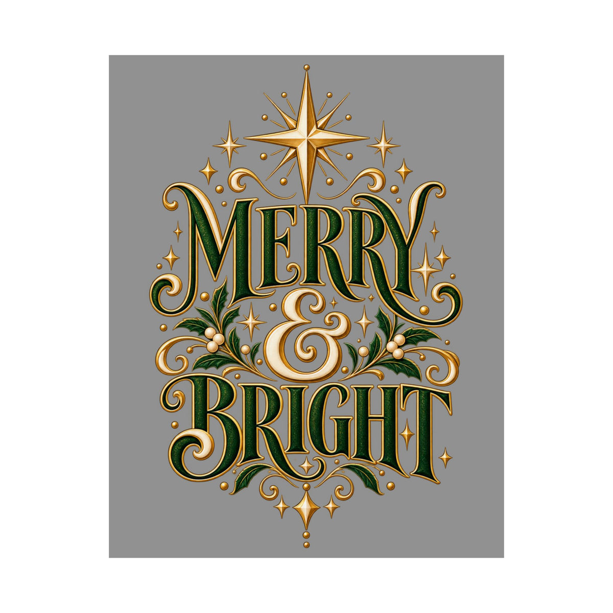 Merry & Bright Holiday Poster — Matte Vertical Christmas Wall Art