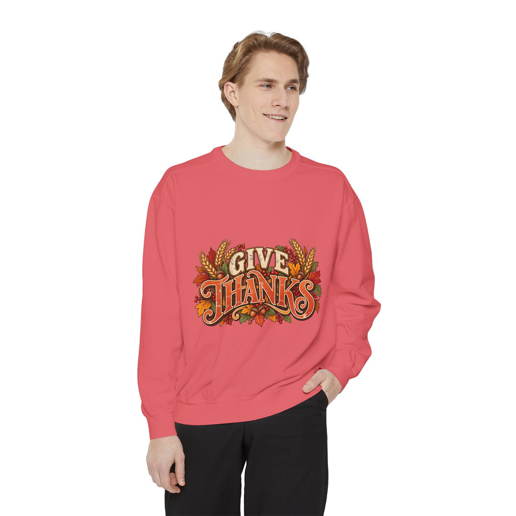 Give Thanks Fall Leaves Sweatshirt | Thanksgiving Seasonal Crewneck