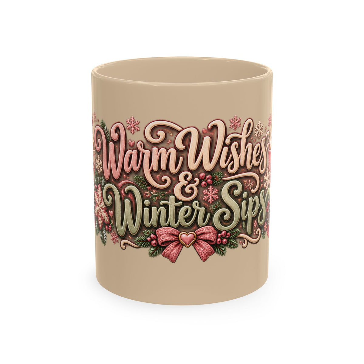 Warm Wishes & Winter Sips Christmas Ceramic Mug