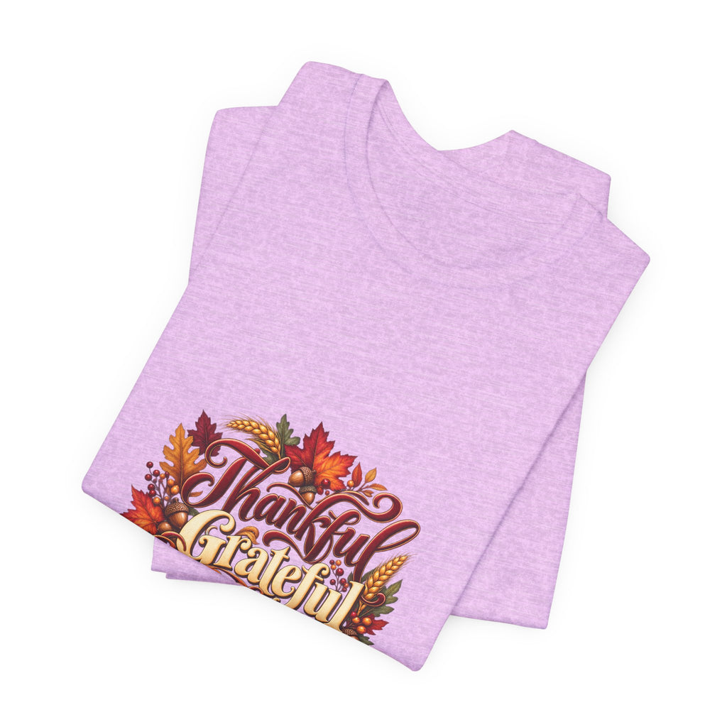 Thankful Grateful Blessed T-Shirt — Fall Leaves Thanksgiving Tee, Autumn Gratitude Shirt, Family Matching Outfit