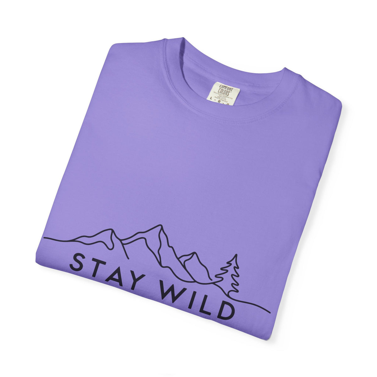Stay Wild mountain line art T-shirt | minimalist outdoors tee