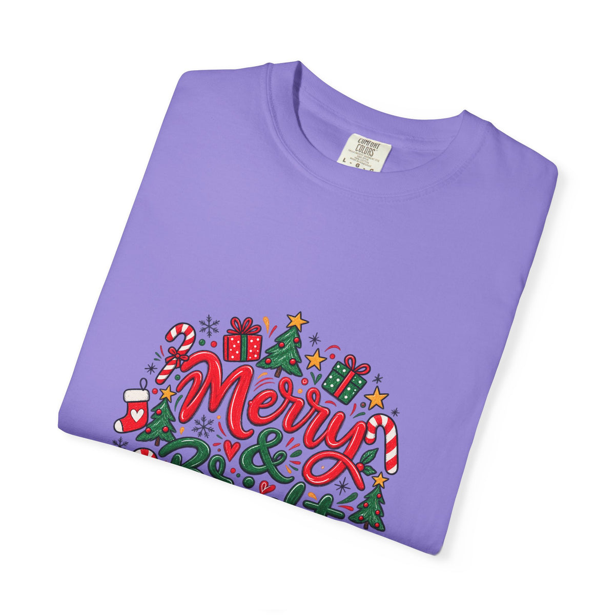 Merry & Bright Christmas T-Shirt | Festive Holiday Graphic Tee
