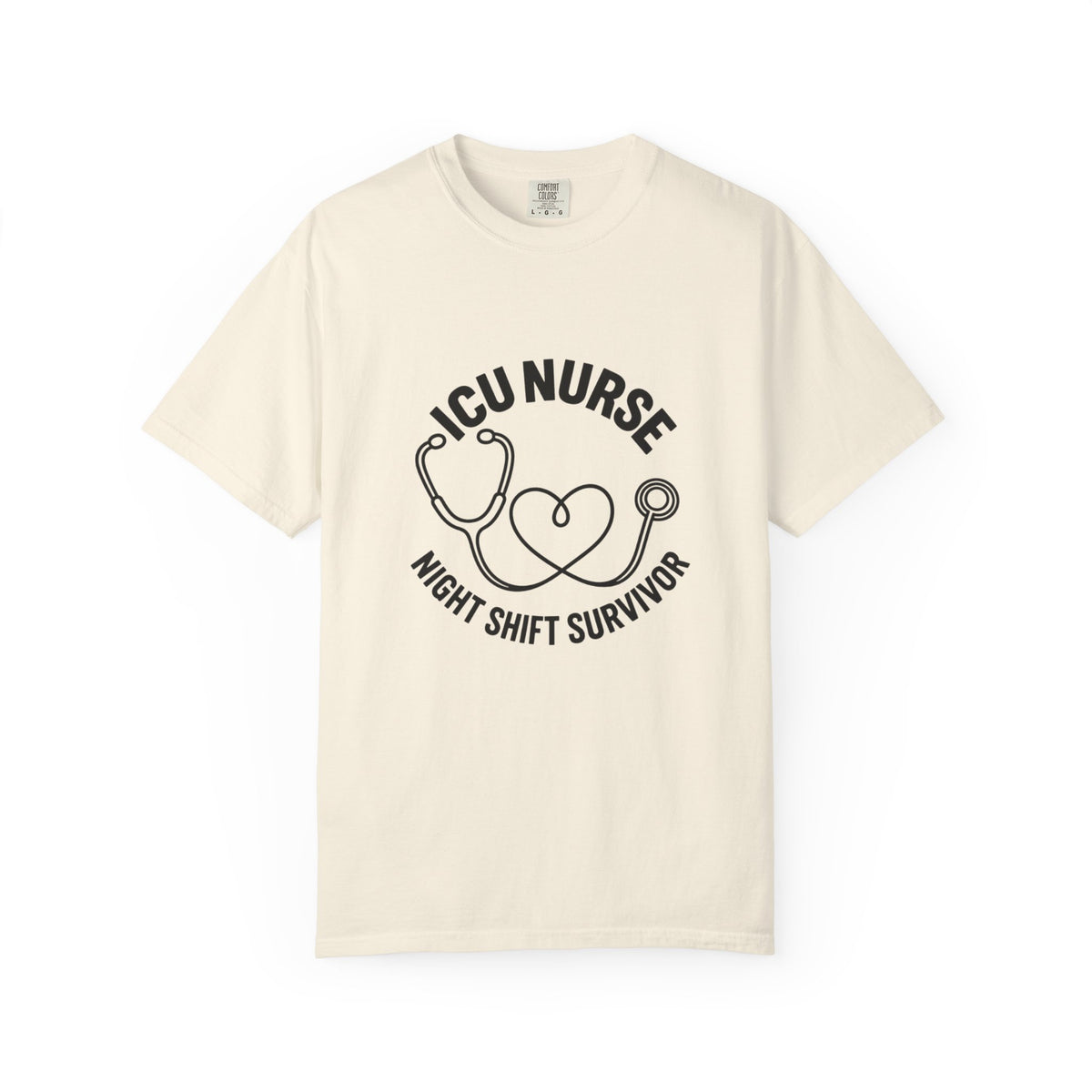 ICU Nurse Night Shift Survivor T-shirt | Stethoscope Heart Design