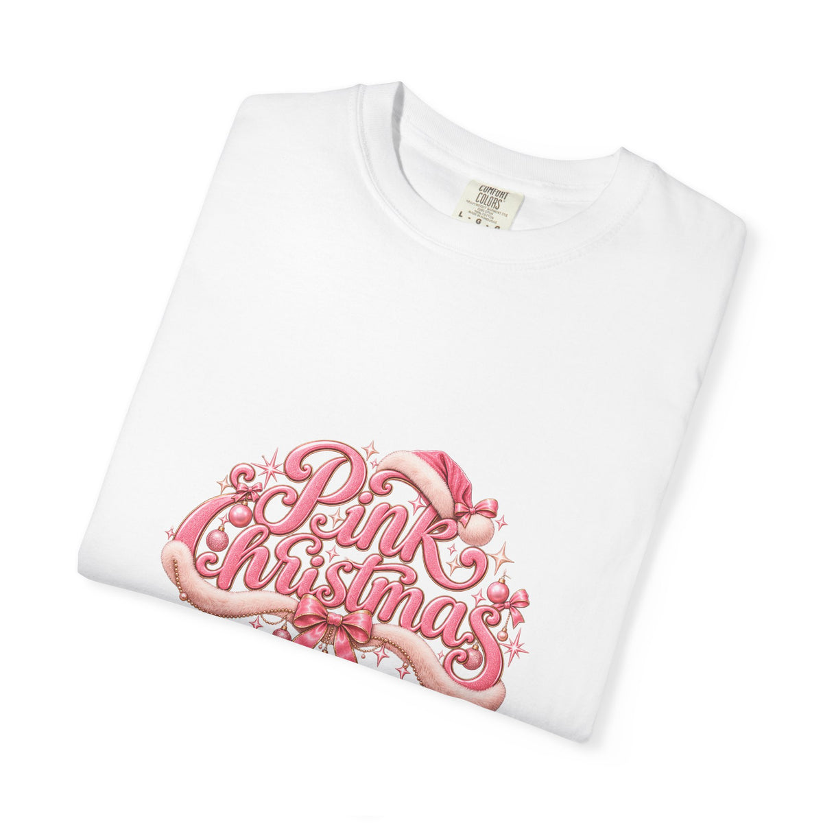 Pink Christmas T-Shirt — Festive Retro Script Holiday Tee