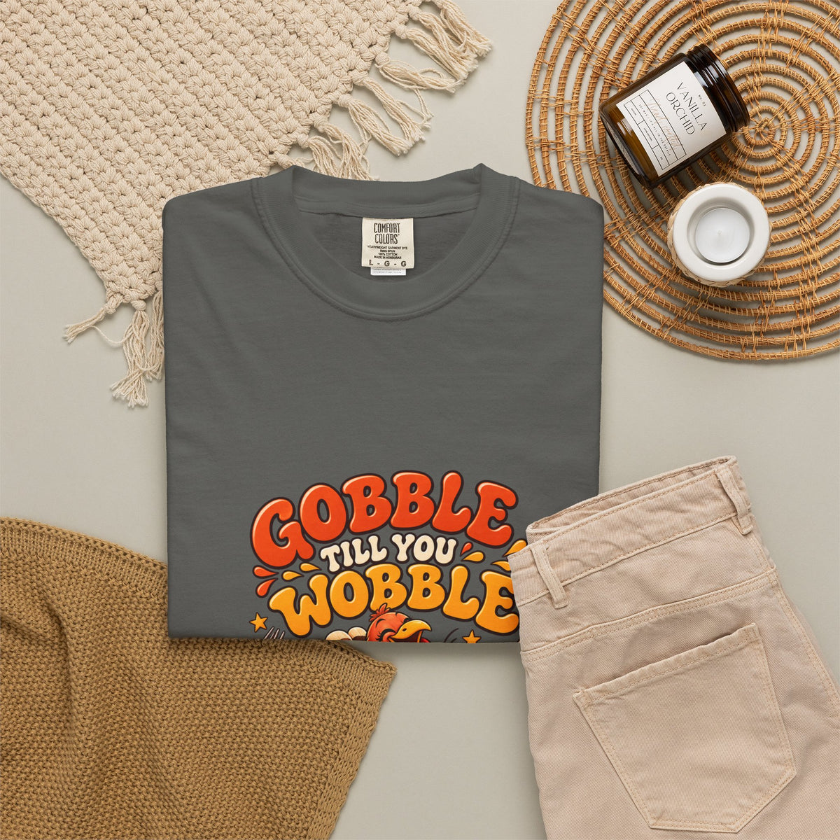 Gobble Till You Wobble Turkey T-Shirt | Thanksgiving Turkey Graphic