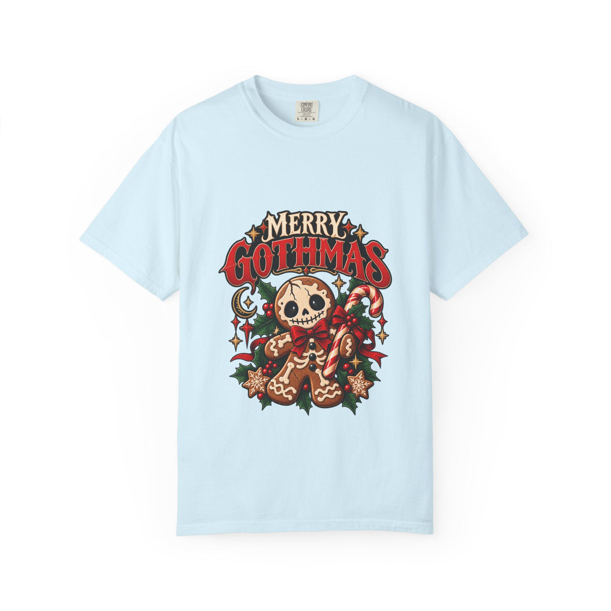 Merry Gothmas skull gingerbread graphic T-shirt | Gothic Christmas tee