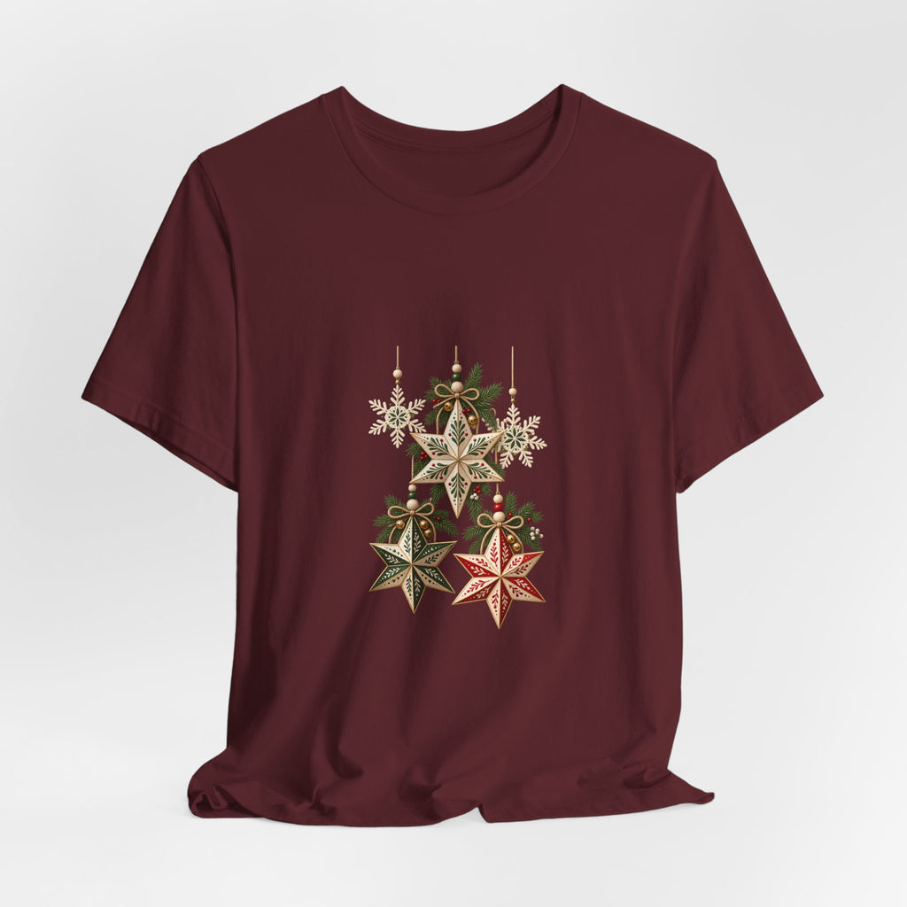 Christmas Star Ornaments T-Shirt — Vintage Holiday Stars Tee