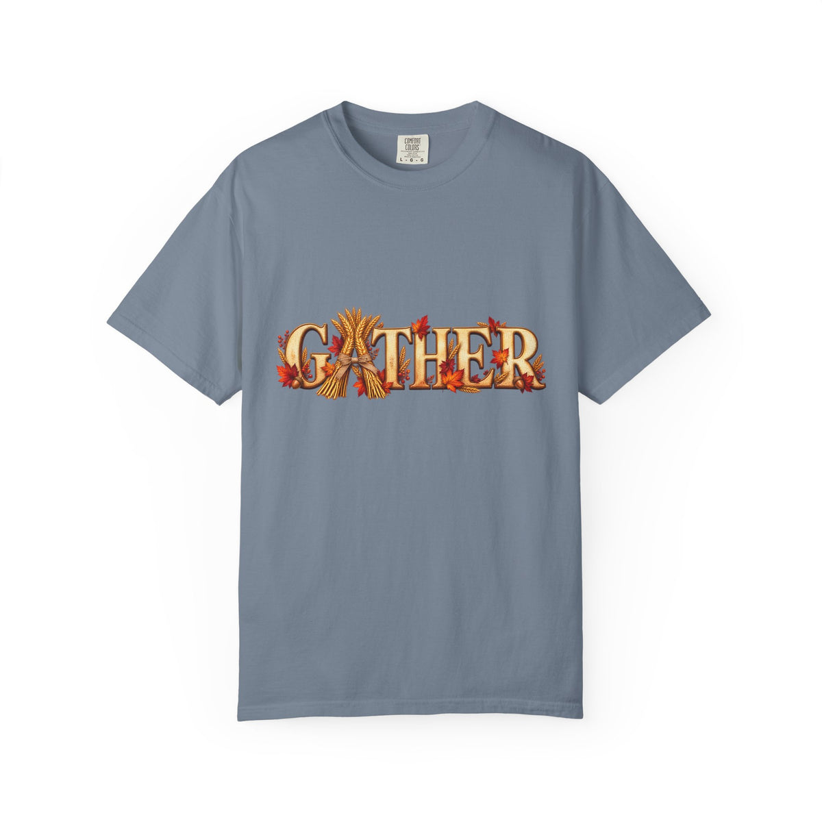 Gather Fall T-Shirt — Autumn Leaves Harvest Graphic Tee, Thanksgiving Family Gathering Shirt, Rustic Fall Gift
