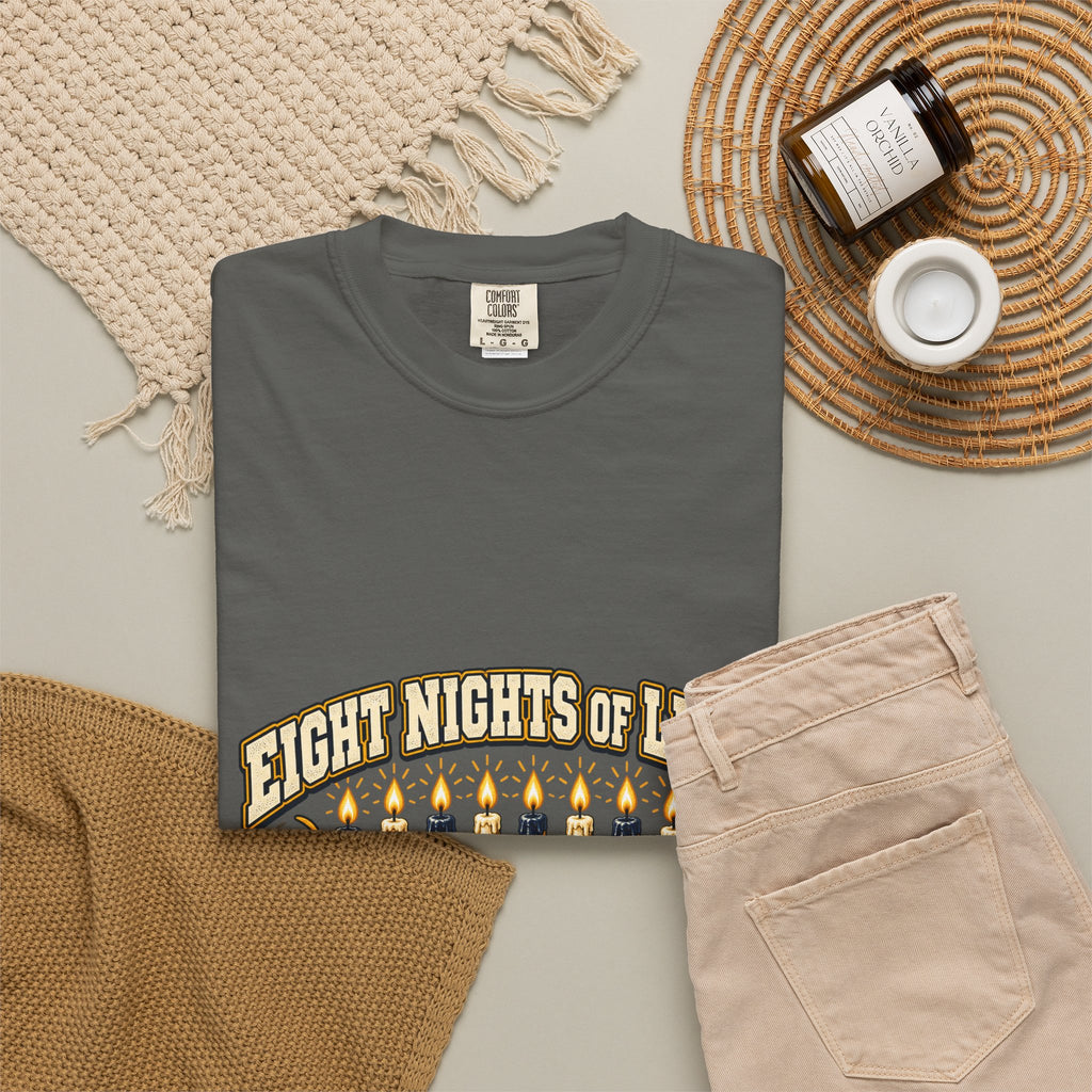 Eight Nights of Light Menorah Tee | Hanukkah T-Shirt, Menorah Illustration