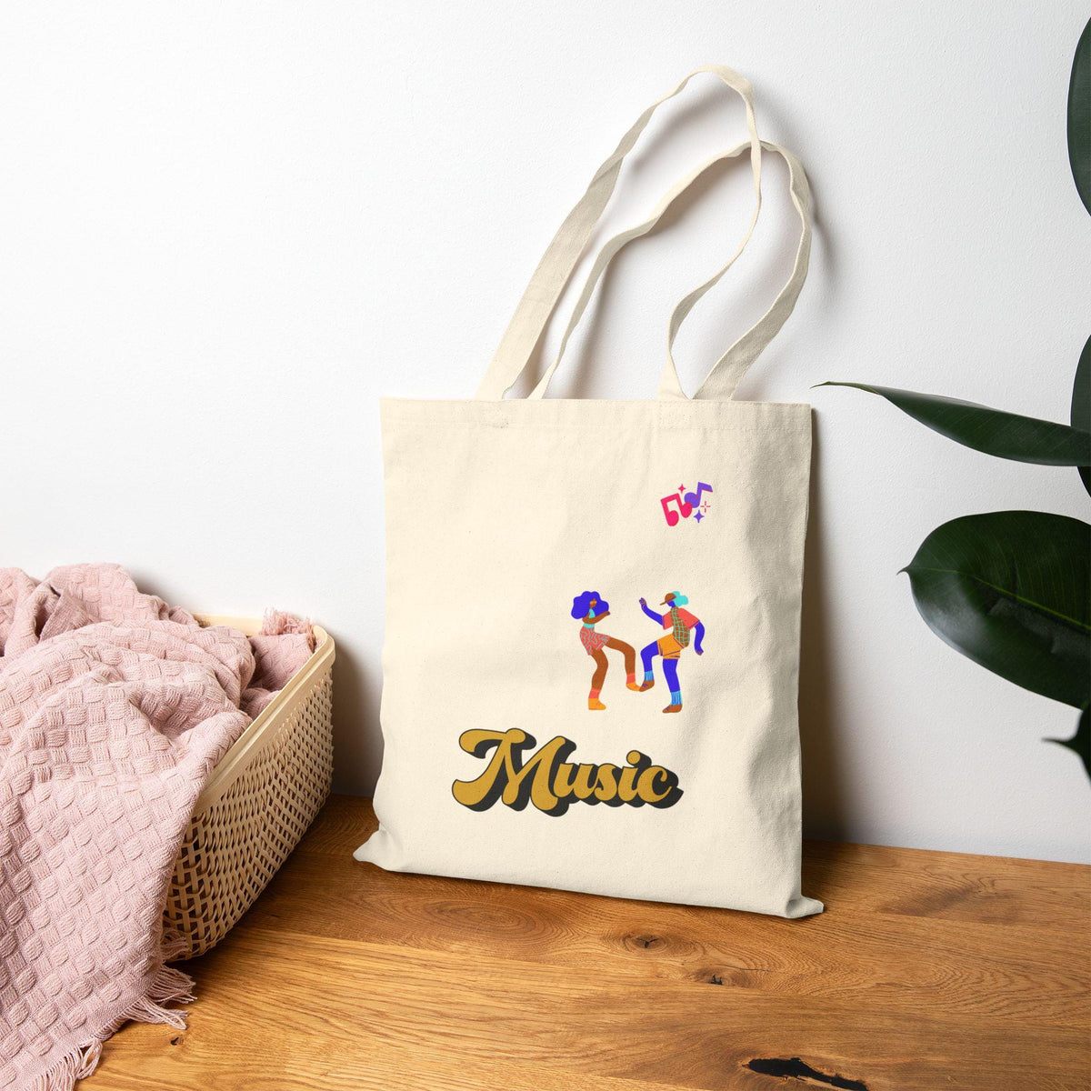 Dancing Couple Cropped Tote Bag | Retro Music Funk Illustration