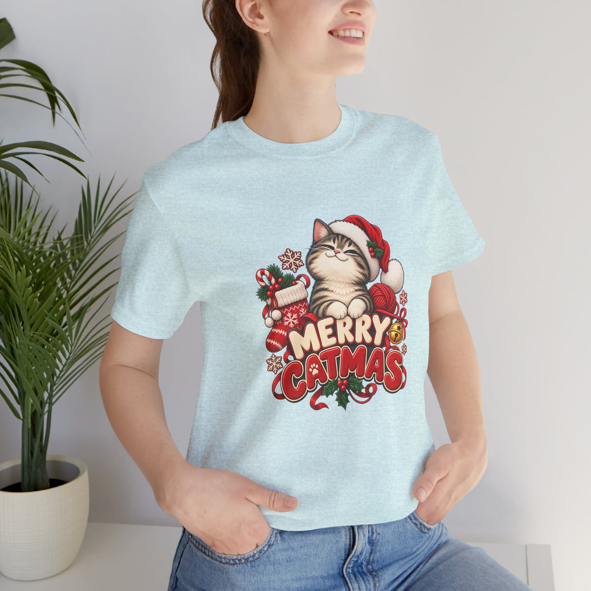 Merry Catmas T-Shirt – Cute Christmas Cat Holiday Tee