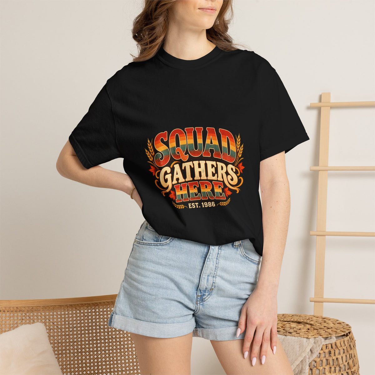 Squad Gathers Here T-Shirt — Retro Thanksgiving Family Reunion Tee, Vintage Fall Gathering Shirt, Friendsgiving