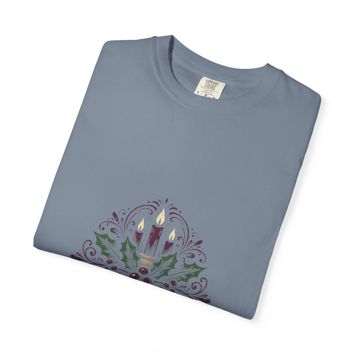 Moody Holiday Candle Wreath T-Shirt | Christmas Seasonal Tee | Festive Graphic Shirt | Holiday Gift for Her Him | Vintage Xmas