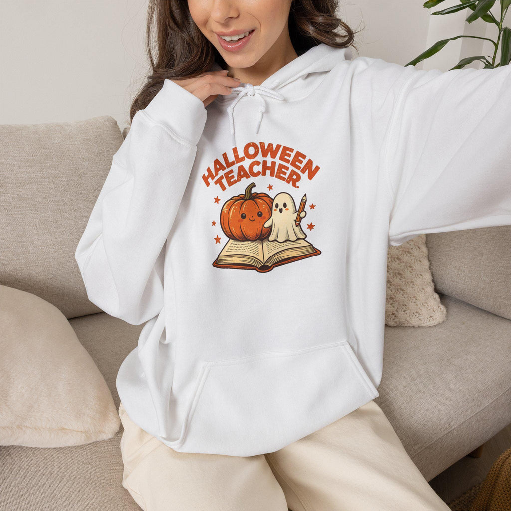 Halloween Teacher Pumpkin And Ghost Hoodie